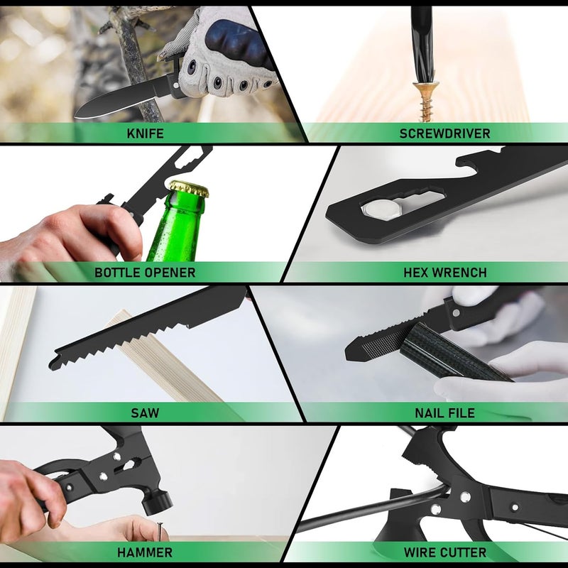 DETDLIB 15-in-1 Multitool Axe Hatchet, Birthday Gifts for Men, Essential for Camping, Hiking, Cool Gadget Valentines Day Gifts for Him, Men, Husband, Dad, Father, Mechanic, Women, Black - Image 3